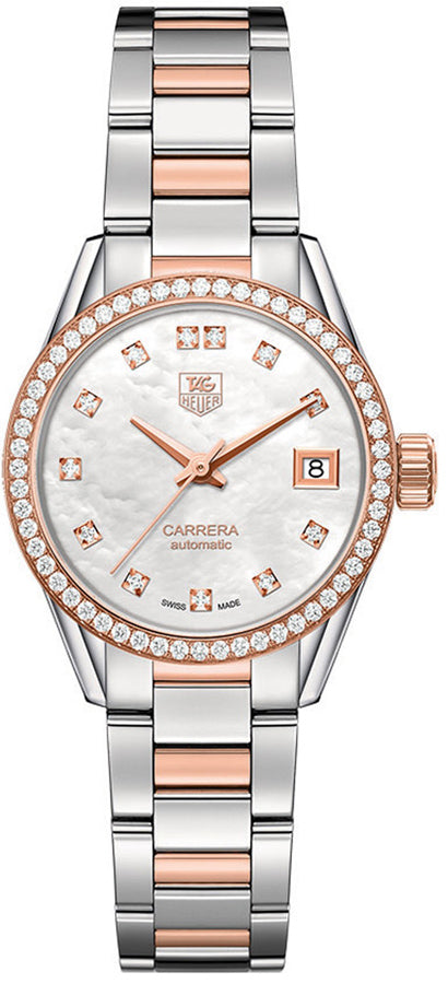 TAG HEUER Carrera Rose Gold & Steel Diamond Women'S Watch War2453.Bd0772 1