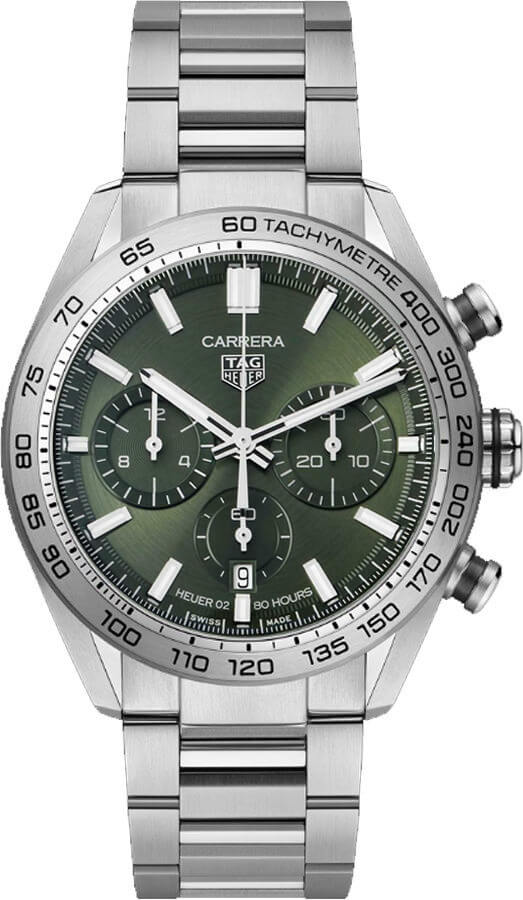 TAG HEUER Carrera Automatic Chronograph Green Dial Men'S Watch Cbn2A10.Ba0643 1