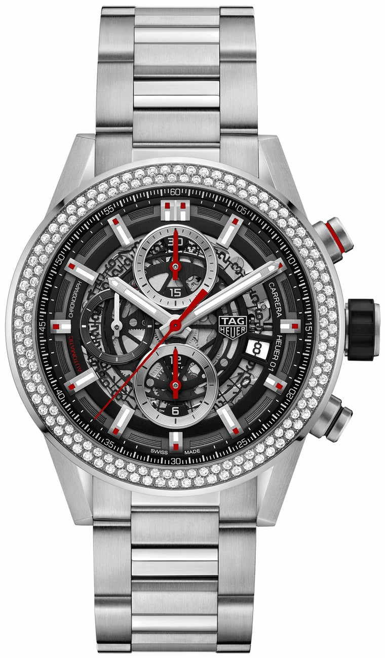 TAG HEUER Carrera Skeleton Black Dial Diamonds Men'S Watch Car201P.Ba0766 1
