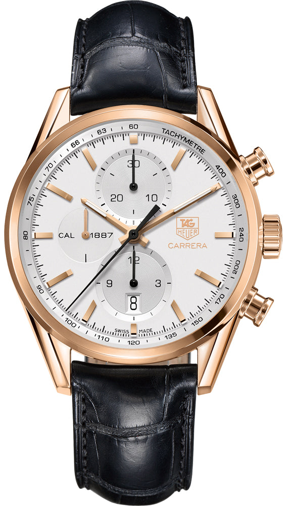 TAG HEUER Carrera Solid Rose Gold Case Silver Dial Men'S Watch Car2140.Fc8145 1