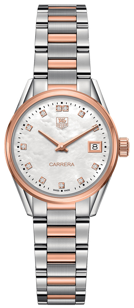 TAG HEUER Carrera Pearl White Diamond Dial Women'S Luxury Watch War1352.Bd0779 1