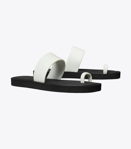 TORY BURCH Toe Ring Slide - Cloud / Perfect Black