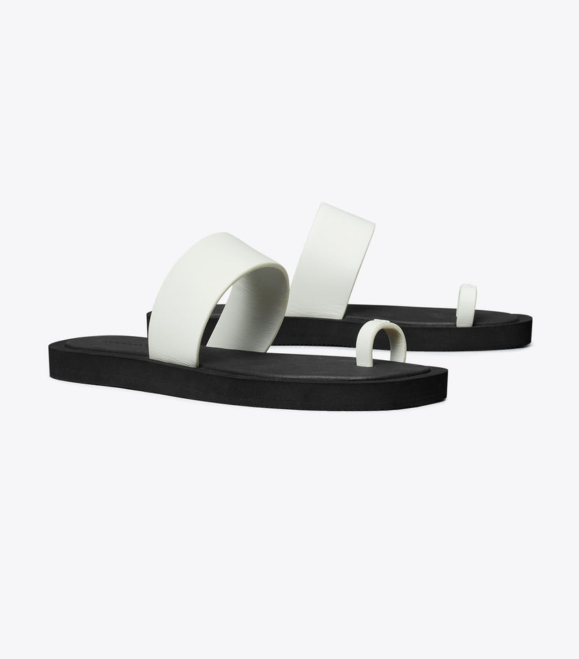 TORY BURCH Toe Ring Slide - Cloud / Perfect Black