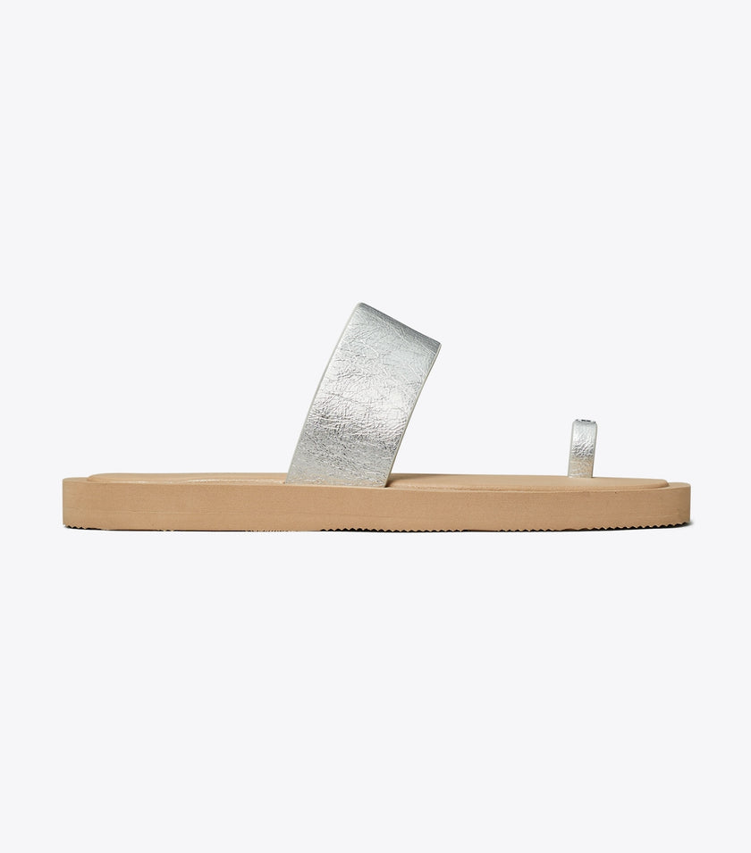 TORY BURCH Toe Ring Slide - Silver Chanterelle Mushroom