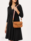 VALENTINO Garavani Alltime Shoulder Bag In Grainy Calfskin With Cherryfic Embroidered Ribbon Shoulder Strap
