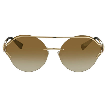 VERSACE Brown Gradient Mirror Gold Round Ladies Sunglasses VE2184 12526U 61