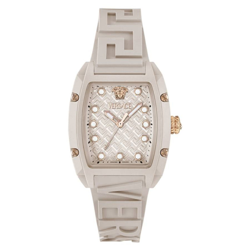 VERSACE Dominus Ecoceramic Quartz Beige Dial Watch