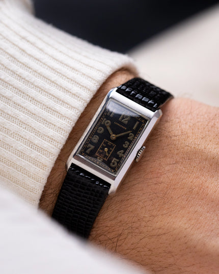[Classic]   Longines Art Deco Tank Black Gilt dial 20 mm  x 35mm
