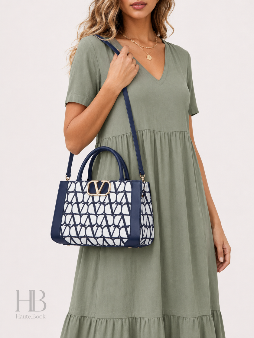 VALENTINO Vlogo Signature Small Handbag In Toile Iconographe Cotton